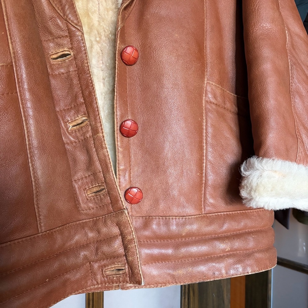 Brown Shearling Lined Leather Jacket - image 3